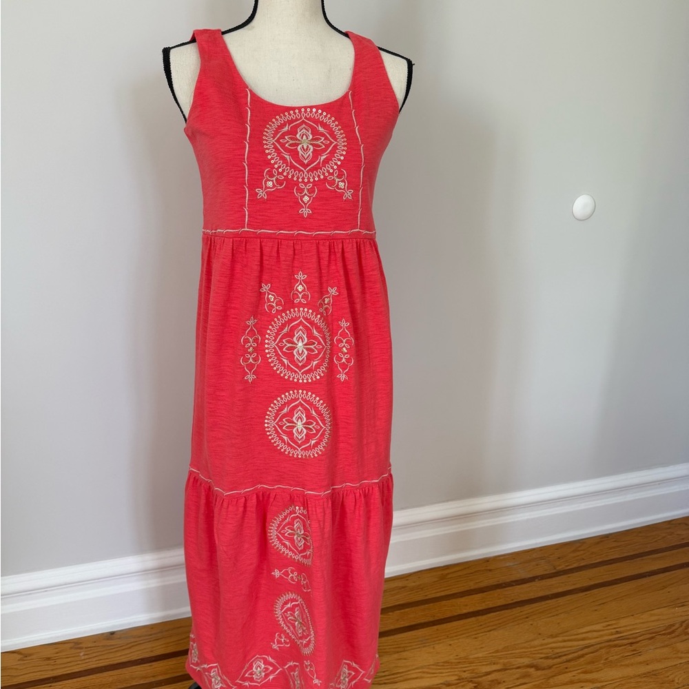 J. Jill Red and White Tiered Maxi Sundress